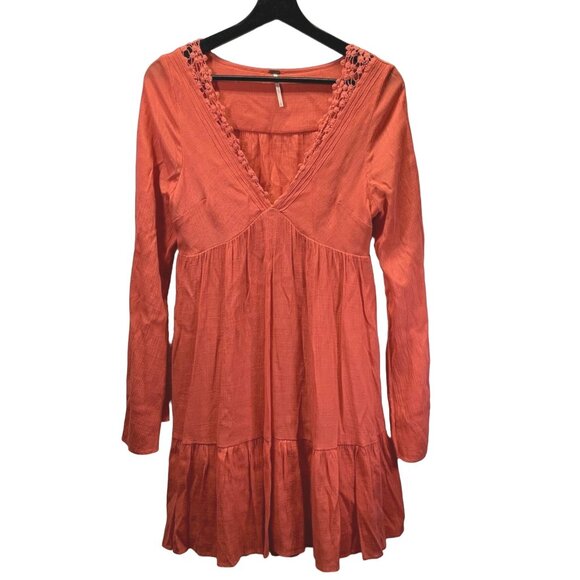 Free People Gentle Dreamer Dress Womens S Burnt Orange Open Back Lined Boho - Picture 2 of 16